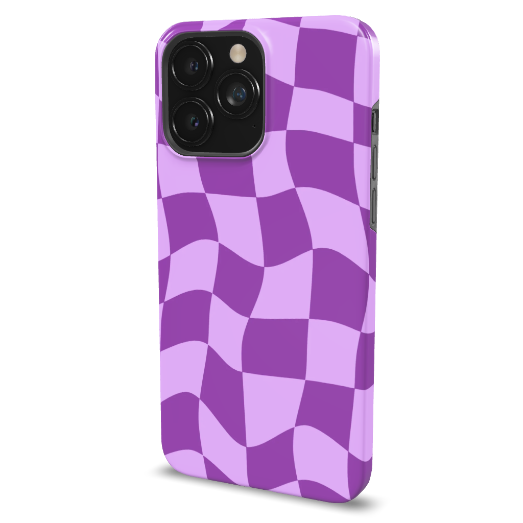 Purple Distorted Checkered Phone Case