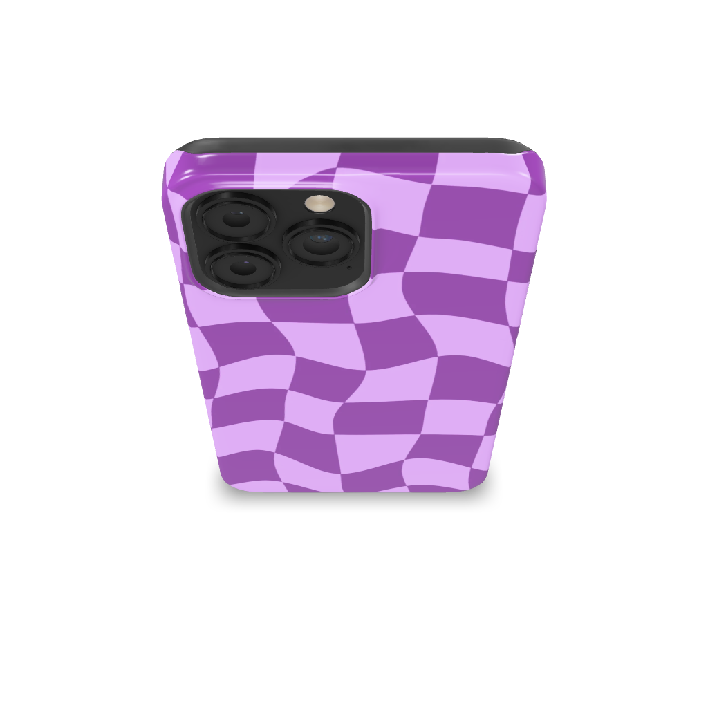 Purple Distorted Checkered Phone Case