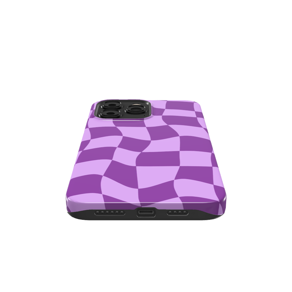 Purple Distorted Checkered Phone Case