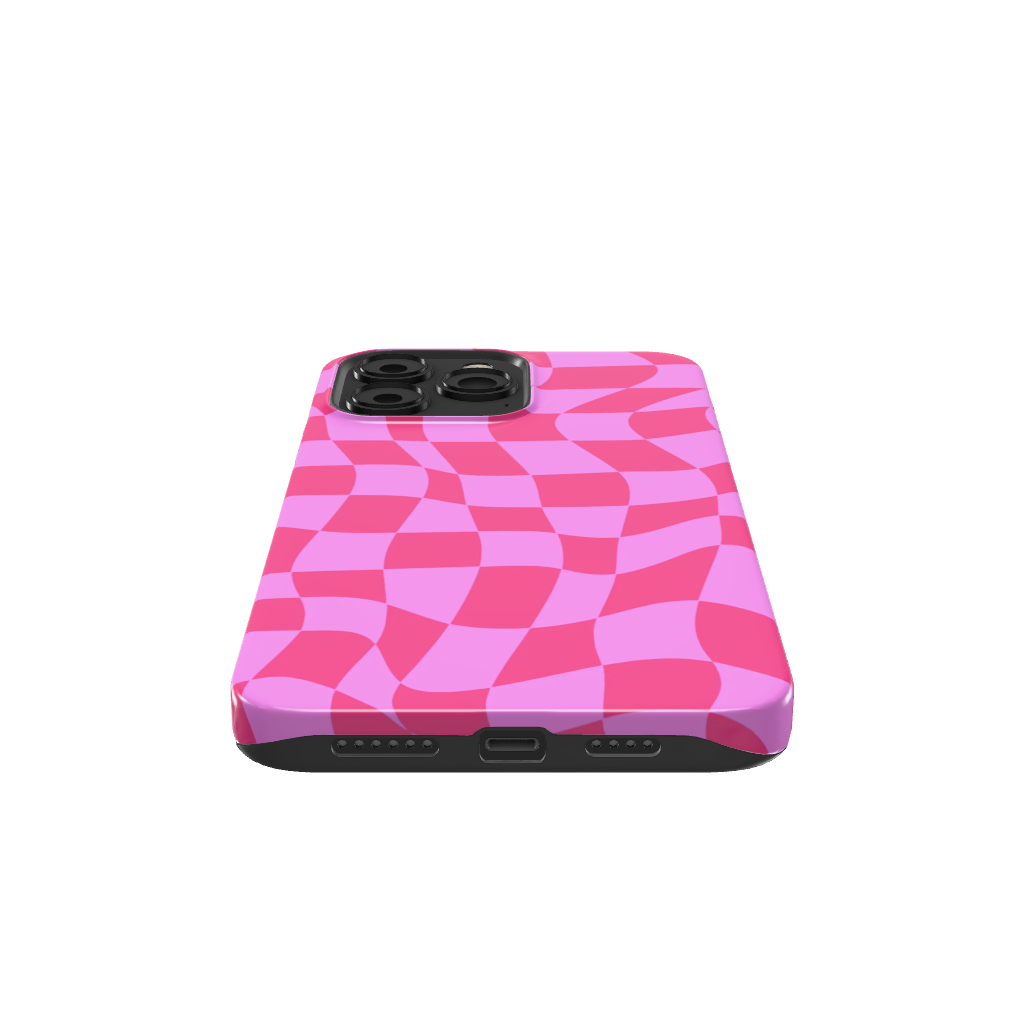 Pink Distorted Checkered Phone Case, B7Cases, Phone, Phone Case, Tough Case, Snap Case, iPhone, Apple, iPhone Case, Cover, MagSafe, Samsung Galaxy, iPhone X, XS, XS max, XR, 11, 12, iPhone SE, 13, Mini, iPhone 14, Plus, iPhone 15, 15 plus, 15 pro, 15 pro max, Galaxy S10, S20, S21, S22, S23, Checkered Phone Case, Checker, Check, Checked, Chess, Square, Geometric, Mosaic, Grid, Warped, Swirl, Distorted, Retro, Vintage, Hippie, Hipster, Groovy, Spire, Tile, Spiral, Geometric Shape, Checkerboard, Plaid, Wavy